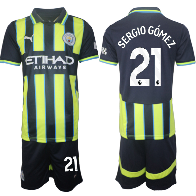 Men 2024-2025 Club Manchester City away black green 21 Soccer Jersey